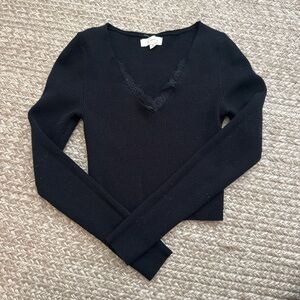 PacSun Black Lace Trim V-Neck Crop Top